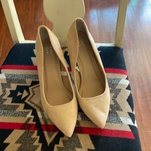 Nude faux suede heels